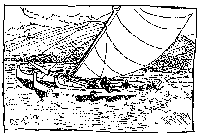 drawing of canoe with sails