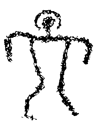 Petroglyph of two people.