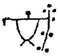 Petroglyph man holding branch.